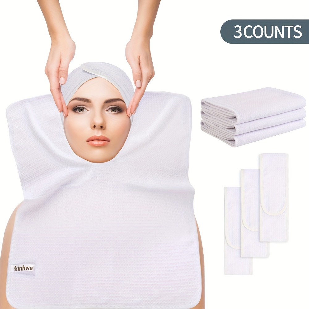 

6pcs Microfiber Towel Set For Spa And Salon, Tools, Soft Waffle Weave Towels And Hairbands, -free, Electricity-free Use, Includes 3 Towels And 3 Hairbands