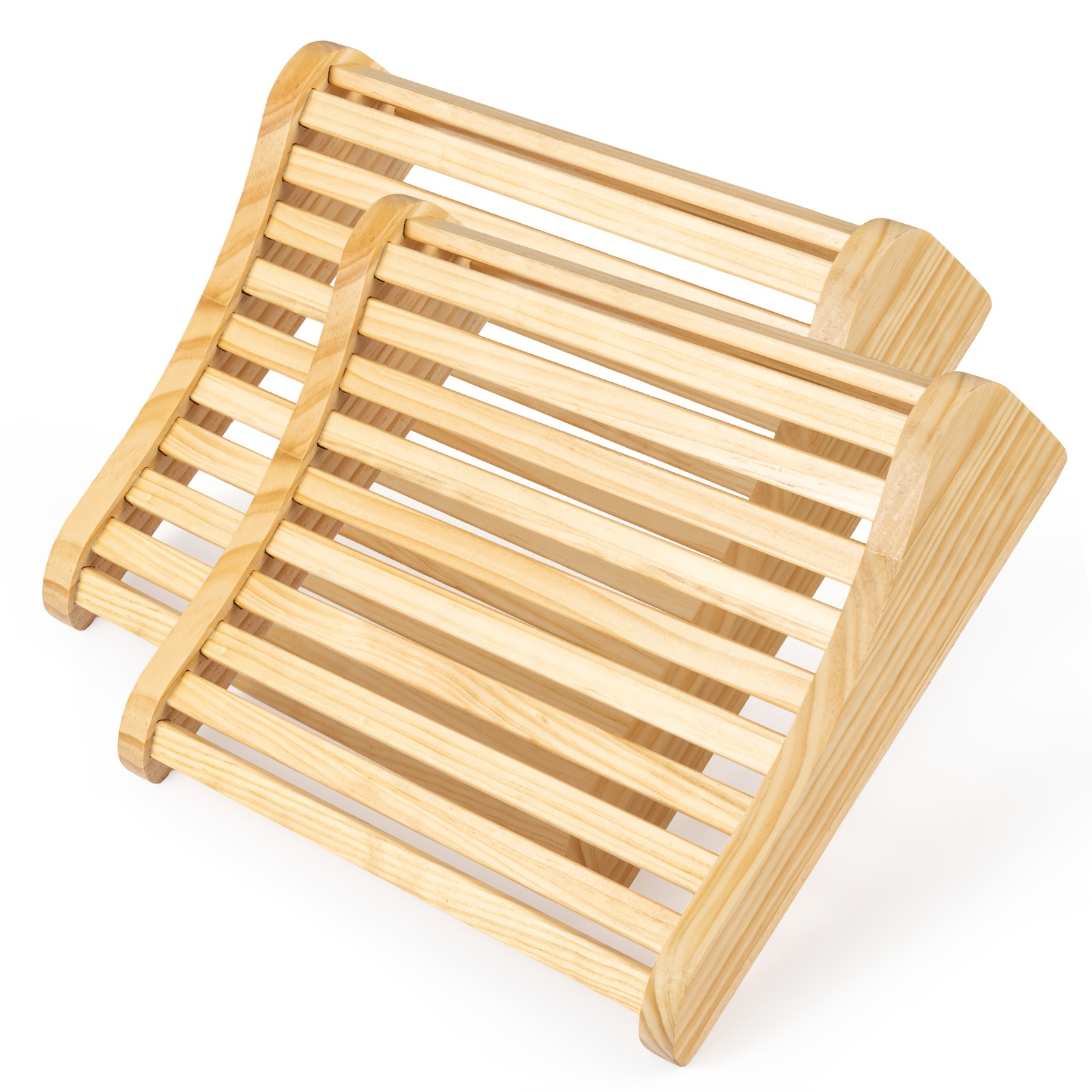 Pack Of 2 Wood Sauna Headrest & Neck Pillow - Ergonomic Curved Wave-shaped Backrest Suitable For Sauna, Infrared Cabins, Bathing In Bathtubs, Spas, Poolside - Bath Accessories For And Commercial Use