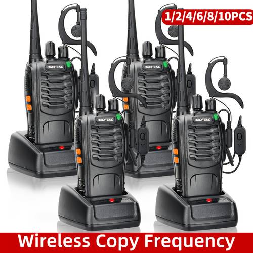 long range walkie talkies for adults with earpieces 16 channel rechargeable handheld two way radio with flashlight vox for camping hiking skiing cruise 1 2 4 6 8 10 pack