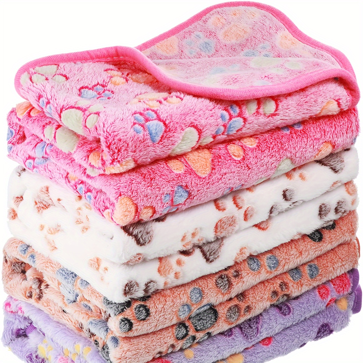 

4pcs Pet Blankets, Dog Puppy Blankets, Paw Print Fleece Blankets For Small Medium Pet Dog Cat, Warm Soft Dog Sleeping Mats