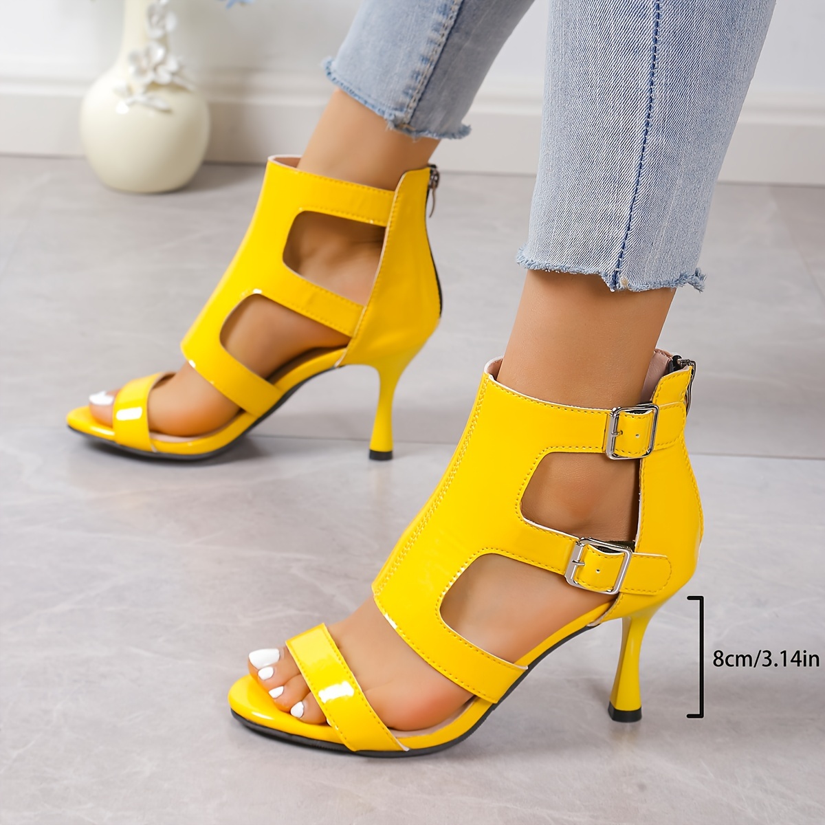 yellow heels sold on Temu United States