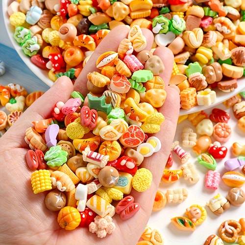 random 20pcs simulation vegetable bread food play resin accessories diy phone case pretend play toy ornament miniature statue ornament perfect jewelry accessory gift for diy craft decorative ornament holiday