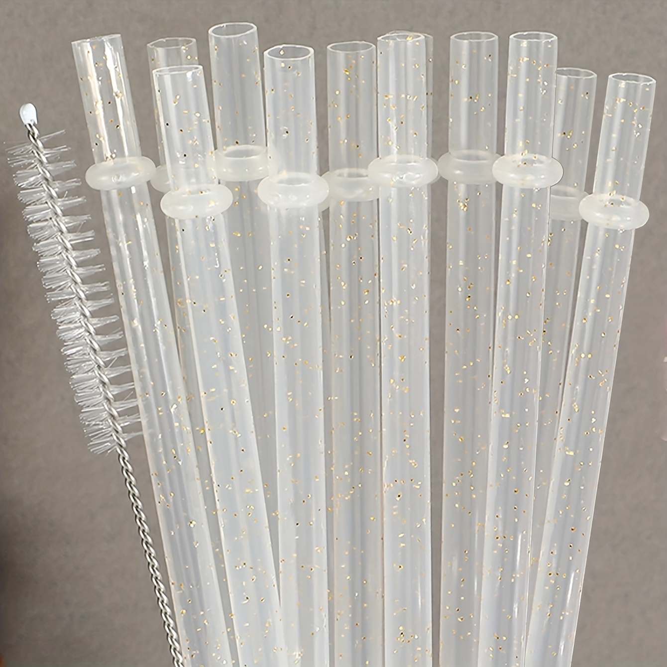 

12pcs Reusable Plastic Straws With Cleaning Brush, 9 Inches Long Straw, Fits 24oz-30oz Mason Jars/glass, Party Supplies