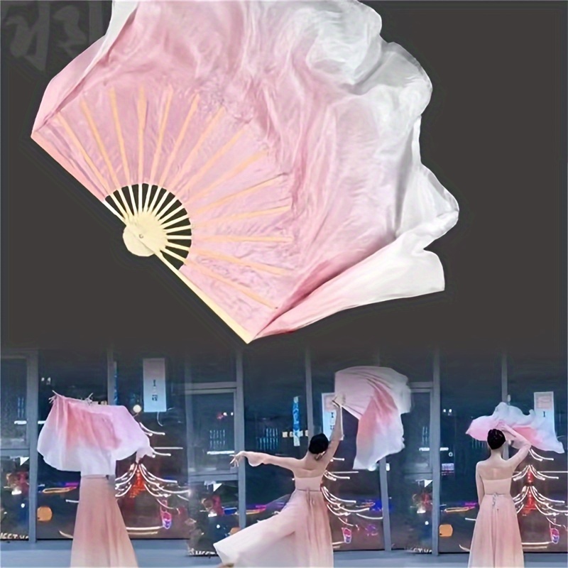 

Vintage Dance Fan, Gradient Ombre Ribbon Fan, 2-sided Long Silk Fan For Dance, Ballet, And Traditional Chinese Dance, Christmas Gift