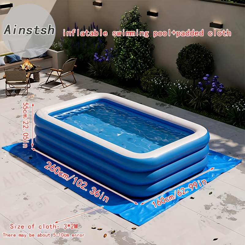 Large Inflatable Pool with Cover Mat for Backyard Relaxation