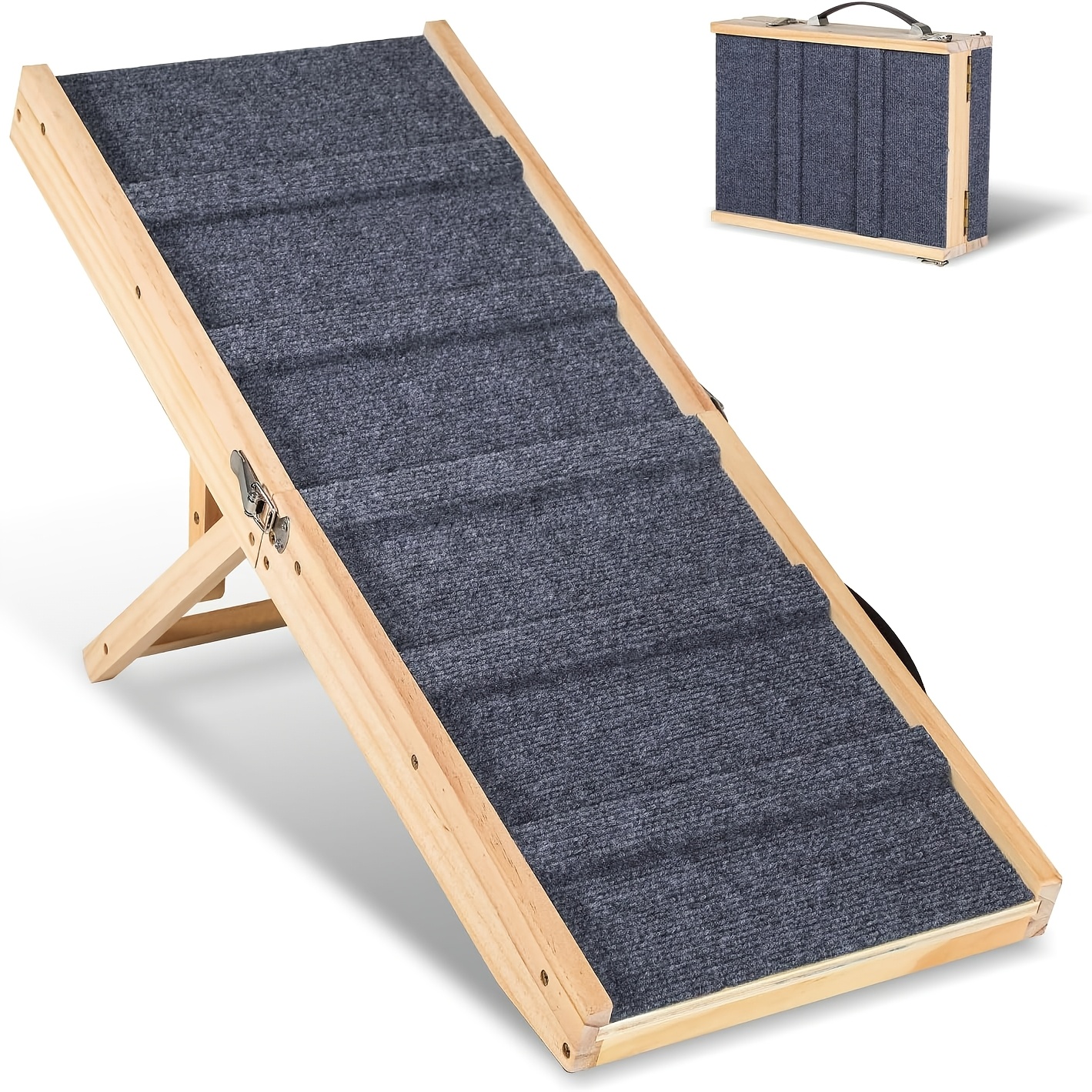 E-shop Haustierrampen -treppen, höhenverstellbar von 19,5 bis 41 cm, faltbare tragbare Katzentreppen (geeignet für Betten Sofas), Haustiertreppen für