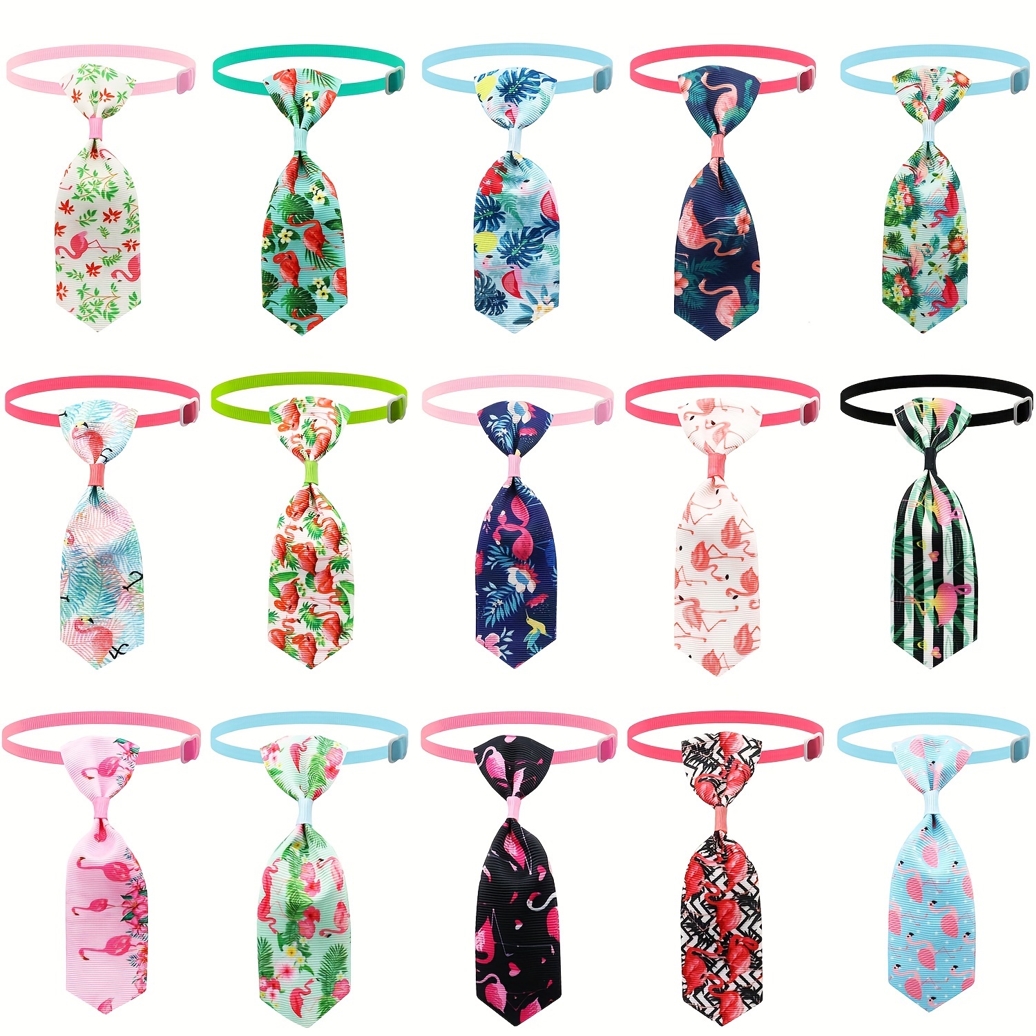 

10-piece Flamingo Dog Bow Ties - Assorted Colors, Polyester Grooming Accessories For Small Breeds - Perfect For Spring & Summer Flamingo Dog Clothes Flamingo Bowtie For Dogs