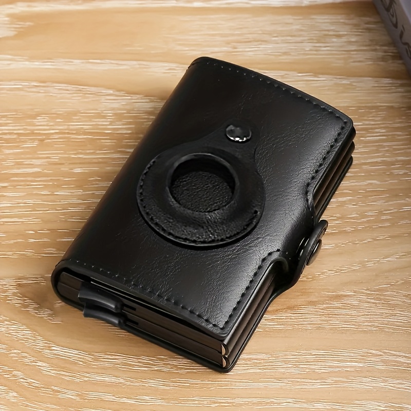 TEMU Rfid Carbon Fiber Double Wallets Men Card Holder Slim Thin Wallets Leather Smart Purses, Fits 12 Cards Men's Wallets Gift For Men