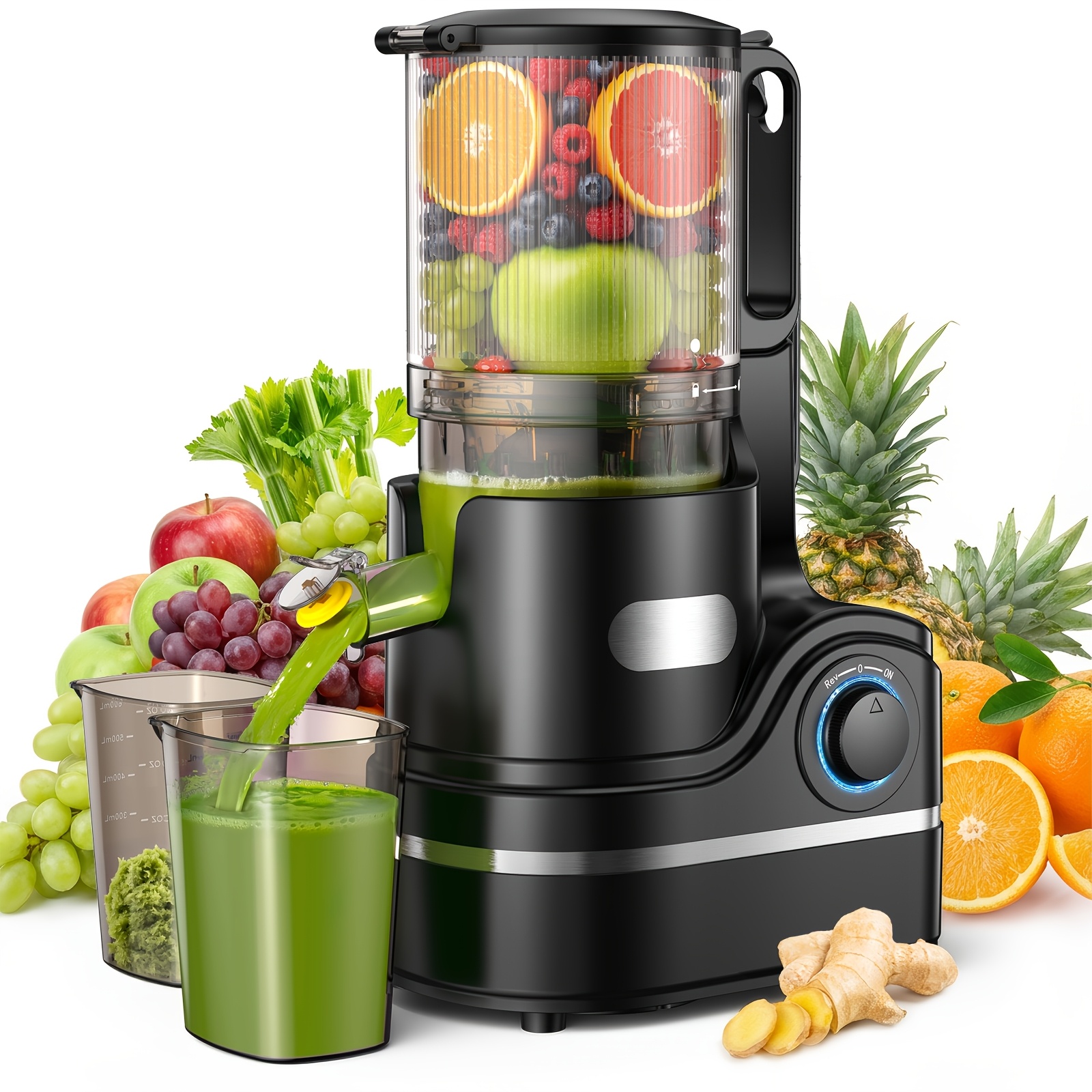 Image of Cold-press Slow Juicer, Fruit And Vegetable Juicer - 15cm Wide Feed Chute For Juicing, Unique Filter-, Easy To Clean And Assemble, Nutrient-rich Juice