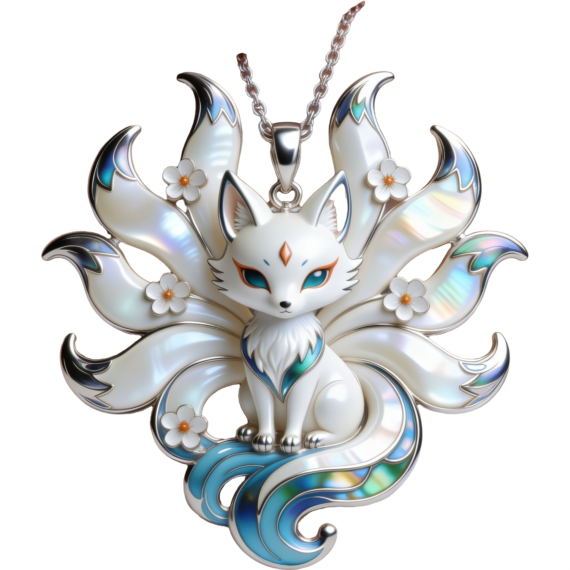 TEMU Women'-tailed Fox Pendant Necklace, Exquisite Enamel Shell Fox Pattern Pendant Necklace, Retro Style Fantasy Animal Jewelry, Statement Clavicle