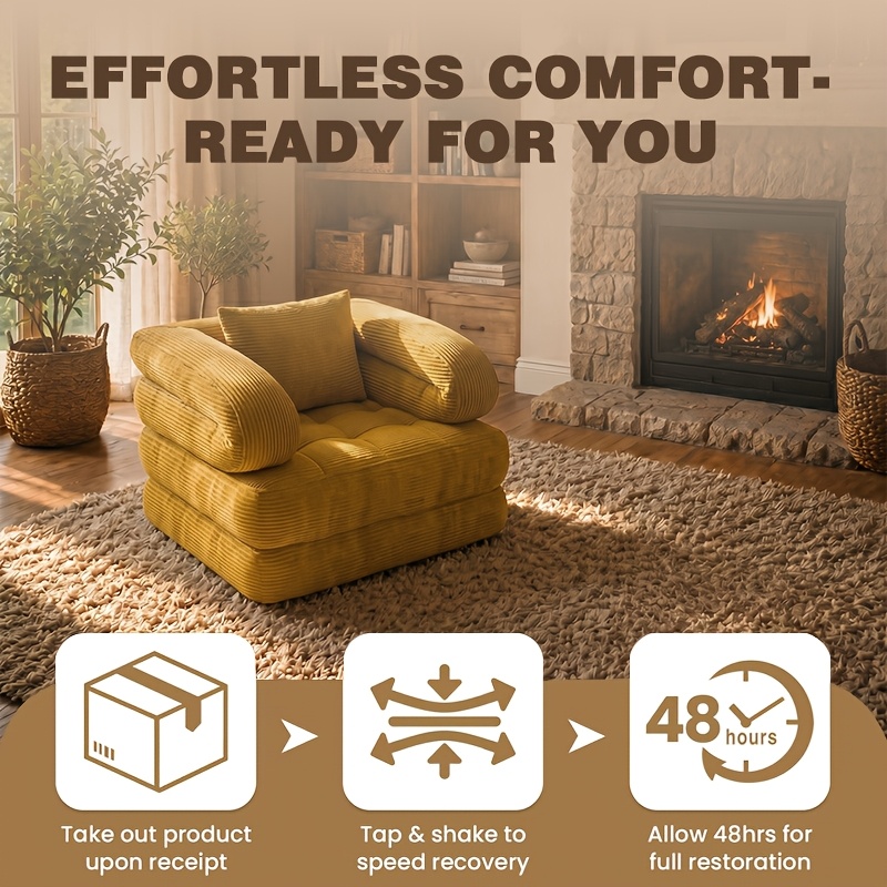 Modern Minimalist Folding Sofa Bed, Convertible Sleeper Chair for Adults, Folding Sofa Bed Couch with Pillow, Sleeper Chairs Single Size Floor Mattress