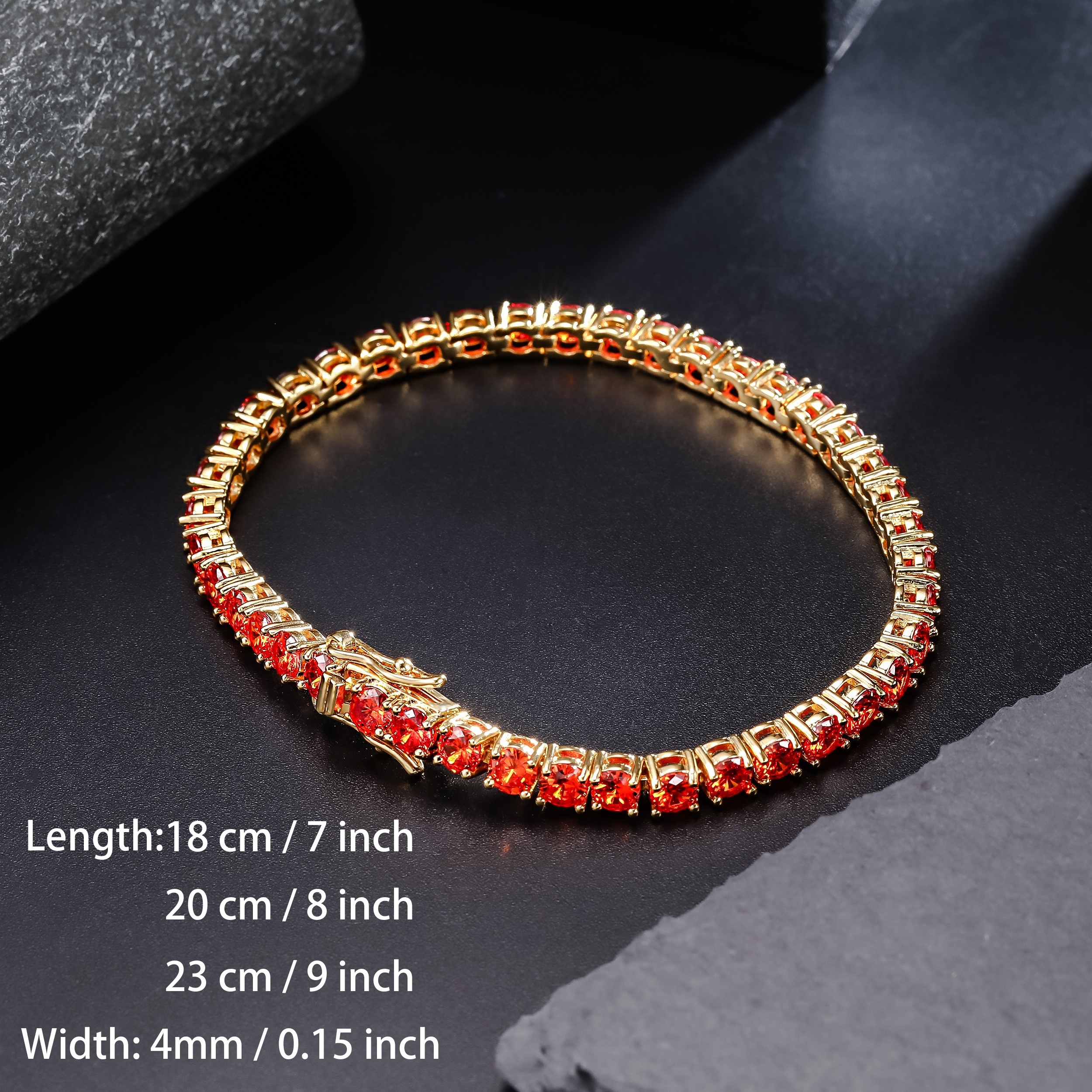 4MM Red Cubic Zirconia CZ Tennis Chain Necklace