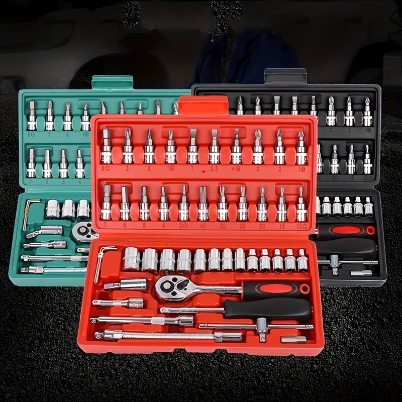 

46pcs 1/4" Set , & - - For Car, & Diy - Portable Kit Storage