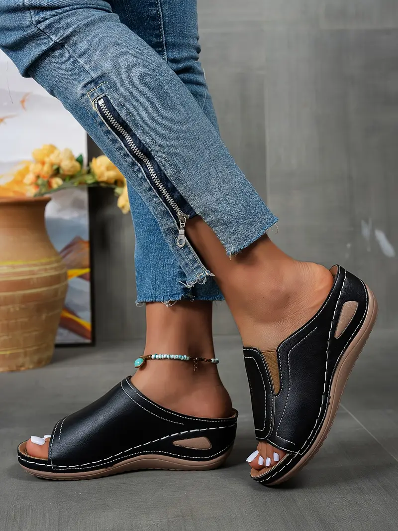womens comfortable casual wedge sandals everyday anti slip shopping shoes summer outdoor beach slippers Product details 3