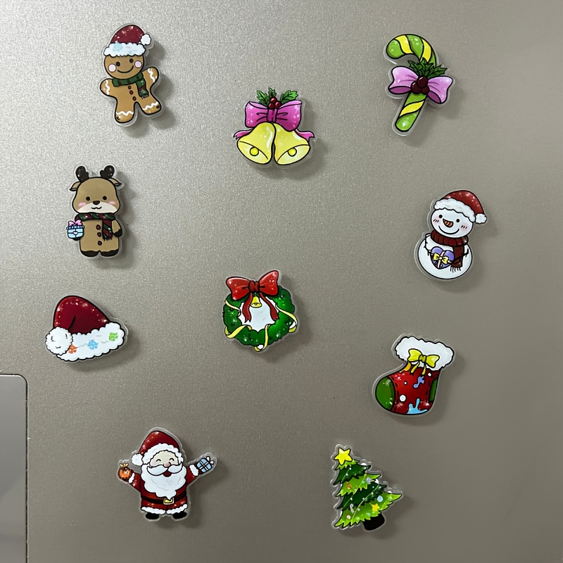 10 Christmas Fridge Magnets Set - Cute Holiday Designs, Festive Decor For Kitchen/office, Christmas Party Supplies, Ideal Xmas Gift