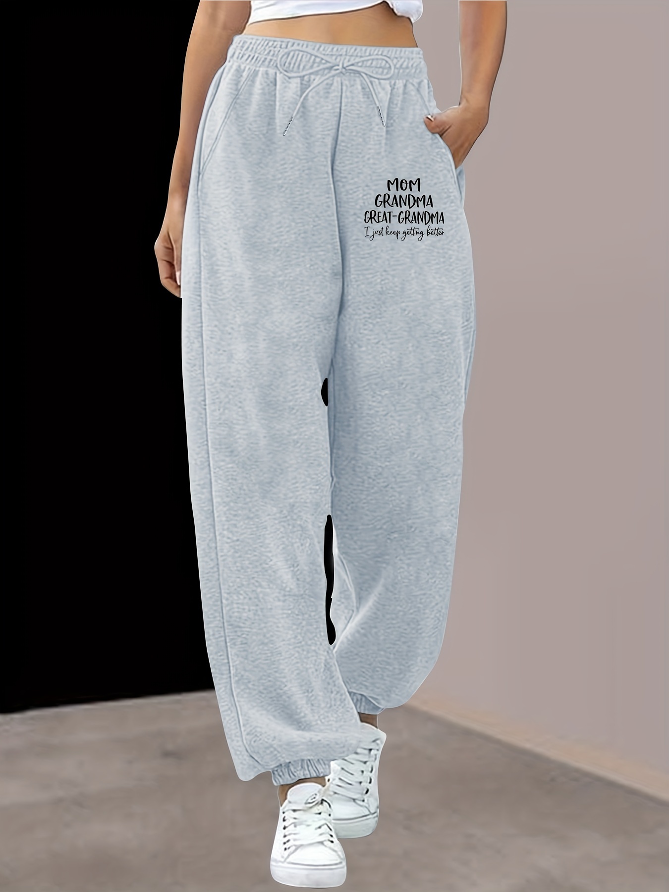 versatile chic white letter print womens joggers casual Temu Germany