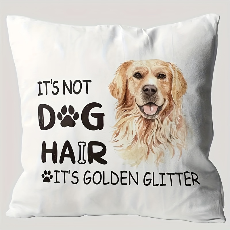 

Golden Glitter Golden Retriever Throw Pillow Cover - 18x18 Inch, Soft Plush Sofa Decor With Zipper Closure, Perfect Gift For Dog Lovers