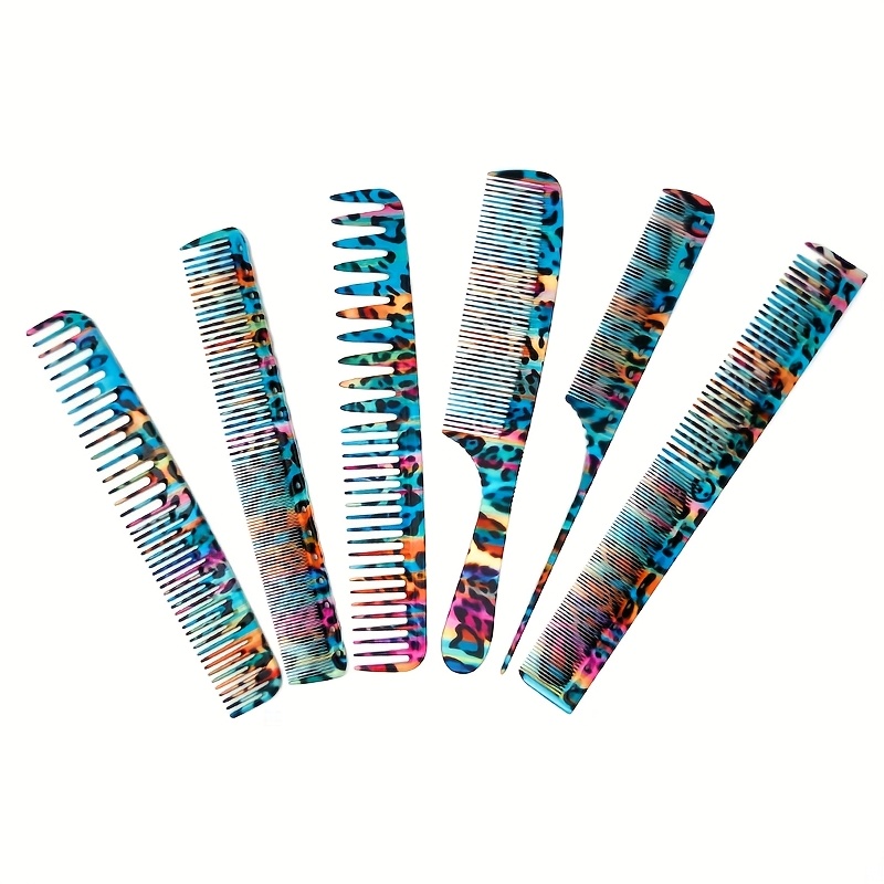 A 6pcs Set Of Hairstyle-specific Hair Combs For Men And Women, With Colorful Patterns