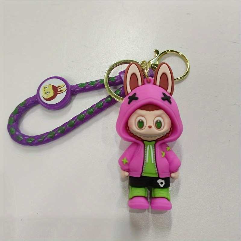 TEMU [customer Favorite] Cartoon Labubu Keychain - Durable Pvc, For Bags & , For Men