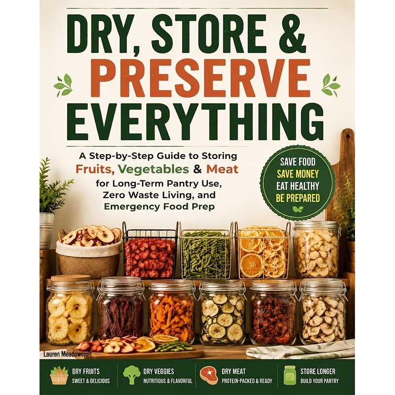 TEMU Dry, Store & Preserve Everything: A Step-by-step Guide To Storing Fruits, Vegetables & Meat For Long-term Pantry Use, 0 Waste Living, Healthy
