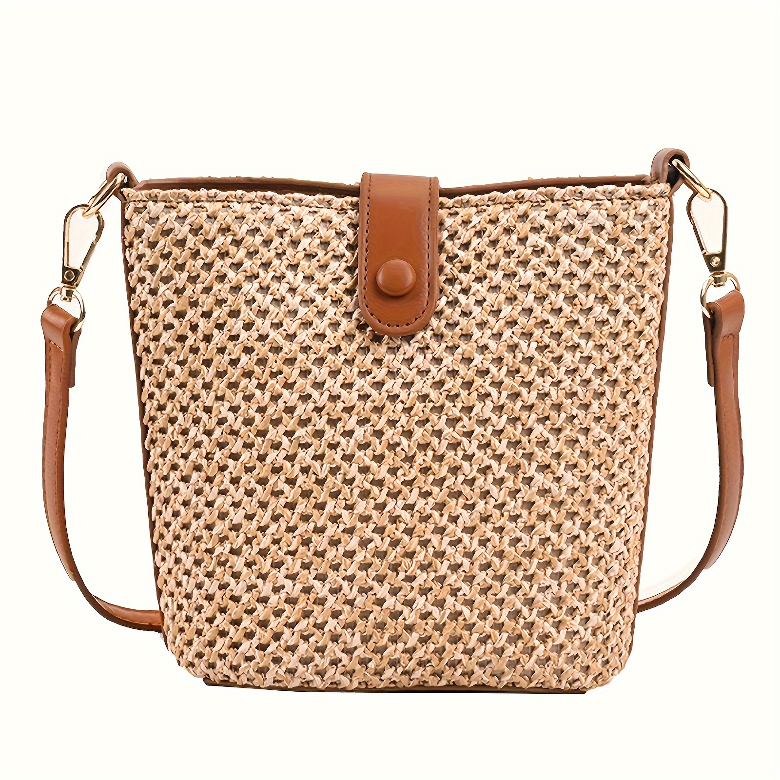 

Women Casual Shoulder Straw Beach Bags Crossbody Bags Handmade Adjustable Purses Shoulder Bag For Travel Work Vacation