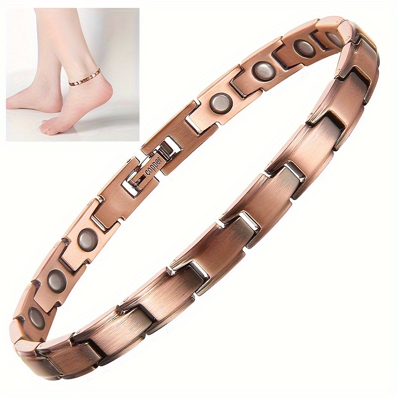 

1pc Elegant Copper Magnetic Ankle Bracelet For Women, 3500 Foot Brace, Jewelry, Ideal For Birthday, Day, Christmas Gift, With Removal Tool Included