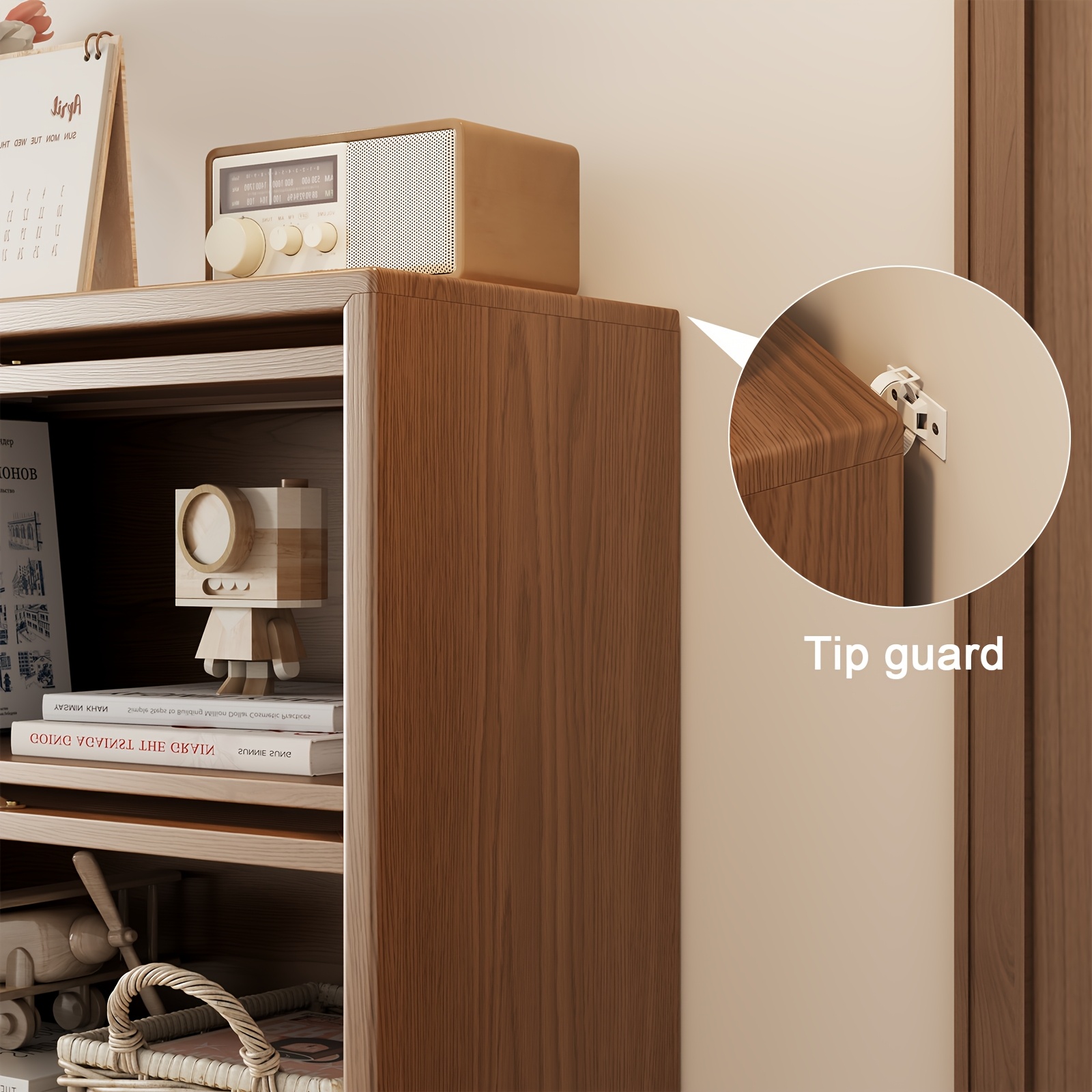 wooden bookshelf multi layer bookshelf with tempered cabinet glass door brown decorative cube storage box bookshelf multi functional storage cabinet suitable for kitchen home office Product details 5