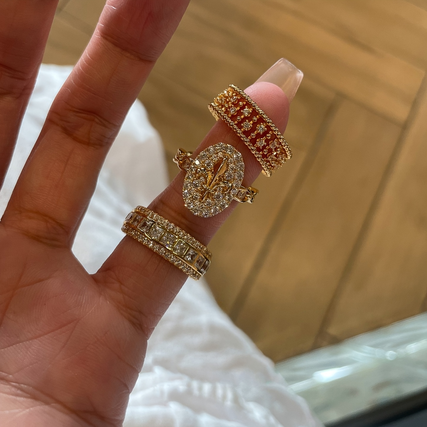 TEMU Anillo de mujer de moda, lujoso, elegante, , exquisito, con cadena hueca, único, adecuado para fiestas, reuniones, ideal para usar