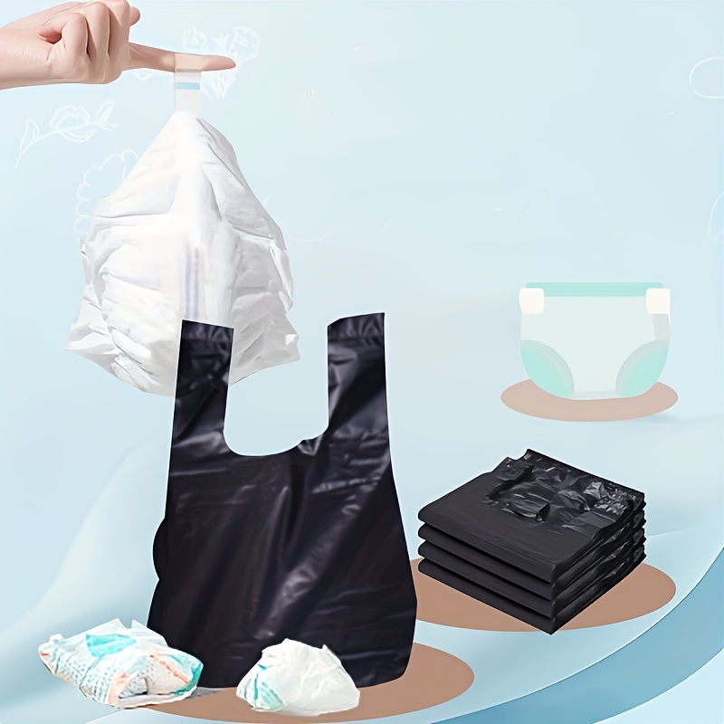 

120pcs/set Thickened Vest Style Diaper Garbage Bag, With Handles, 18 X 34 Cm, No Odor, Airtight Seal