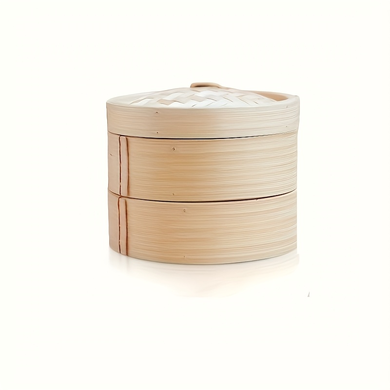 Image of 2/3pcs 7.87inch Handmade Wide Bamboo Steamer, Used For Steaming Dumplings, Bread, Fish, Meat, And A Of Foods