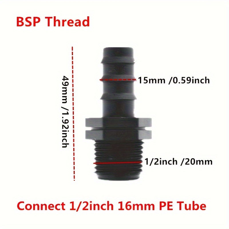 1/2" 3/4" Bsp Male Thread Connector To 16mm 20mm Pe Hose Adapter Garden Irrigation Drip Watering System