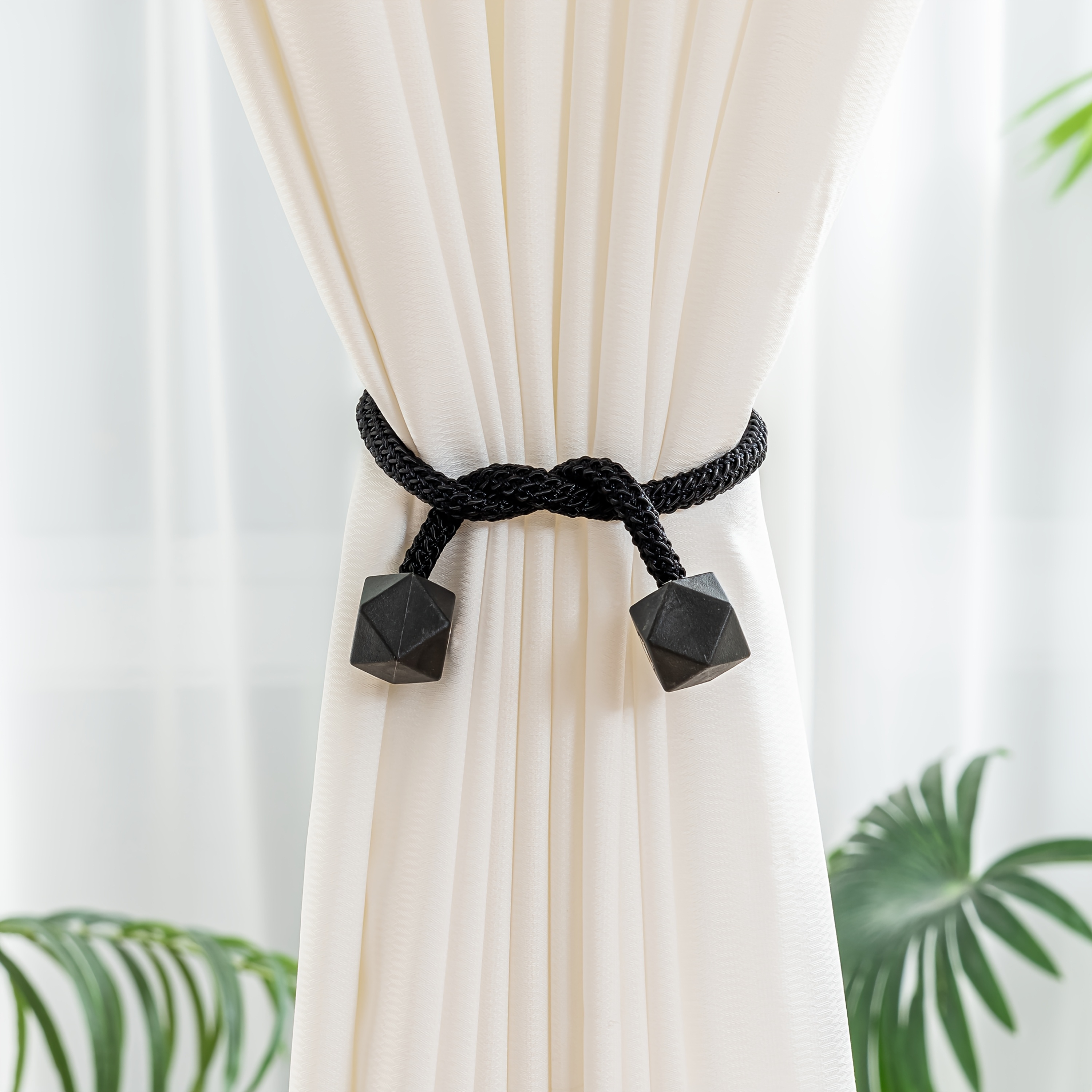 4pcs Modern Magnetic Curtain Tiebacks - Adjustable, Strong Hold for Bedroom & Living Room Decor
