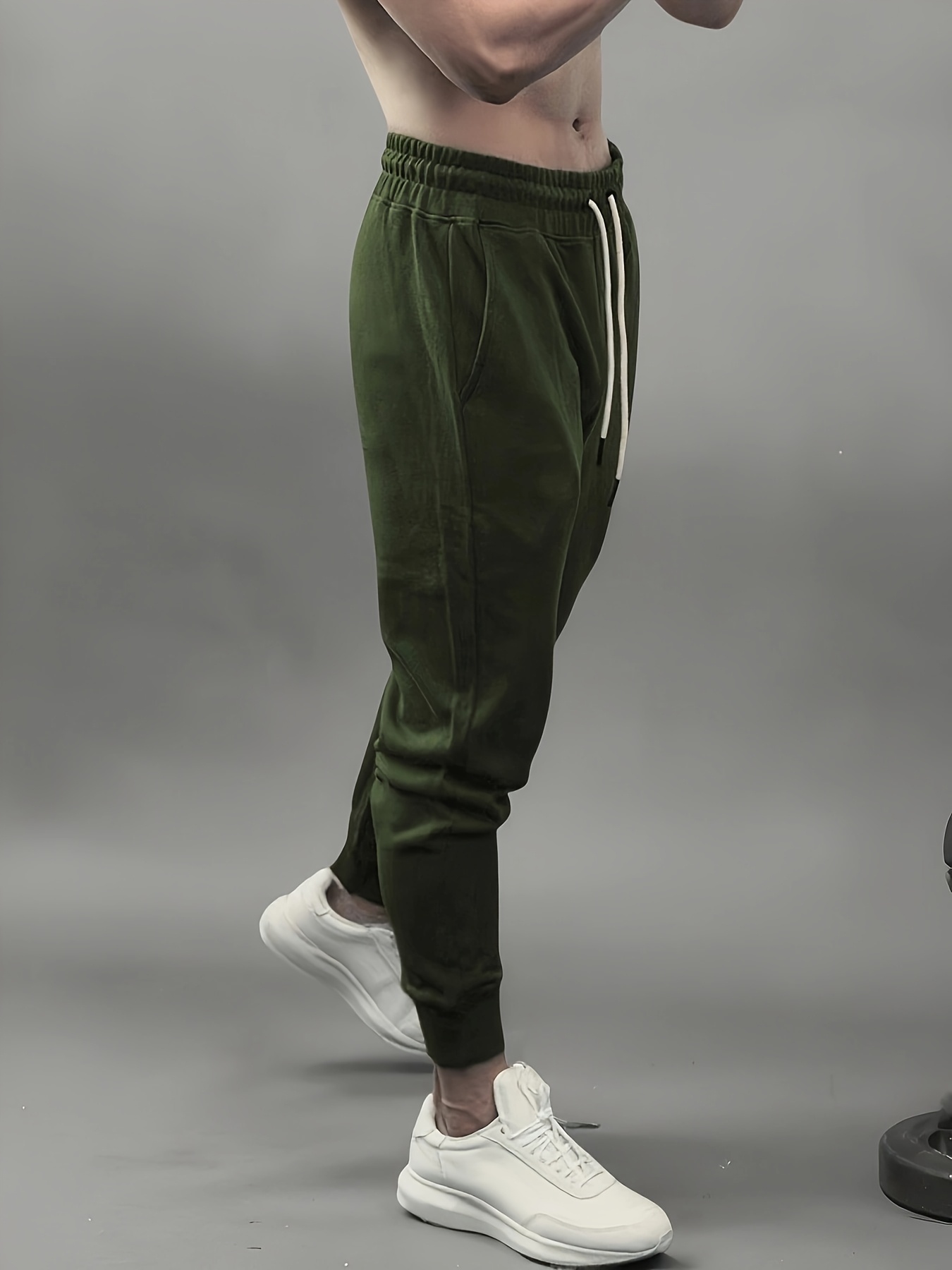 Gowjog Zwangerschapsbroek voor dames, joggingbroek, sweatpants met trekkoord, zakken, zwangerschapsbroek, wandelen, lounge, workoutbroek, legergroen, M