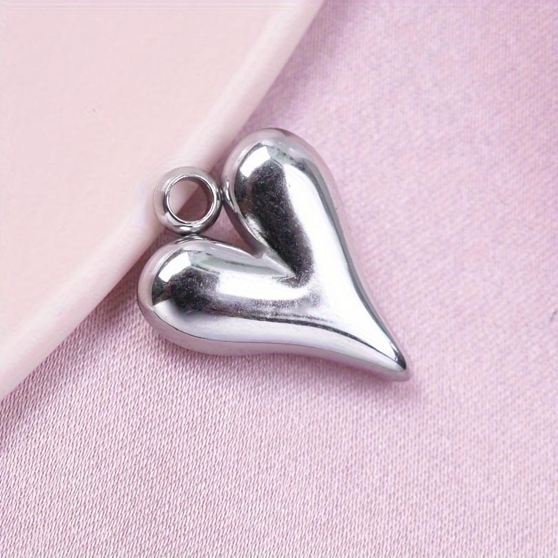 Image of 5 Minimalist Fashion Stainless Steel Golden Silvery Heart Jewelry Pendants Charms Suitable For Handmade Jewelry Making Necklaces Bracelets Earrings Additions Pendants