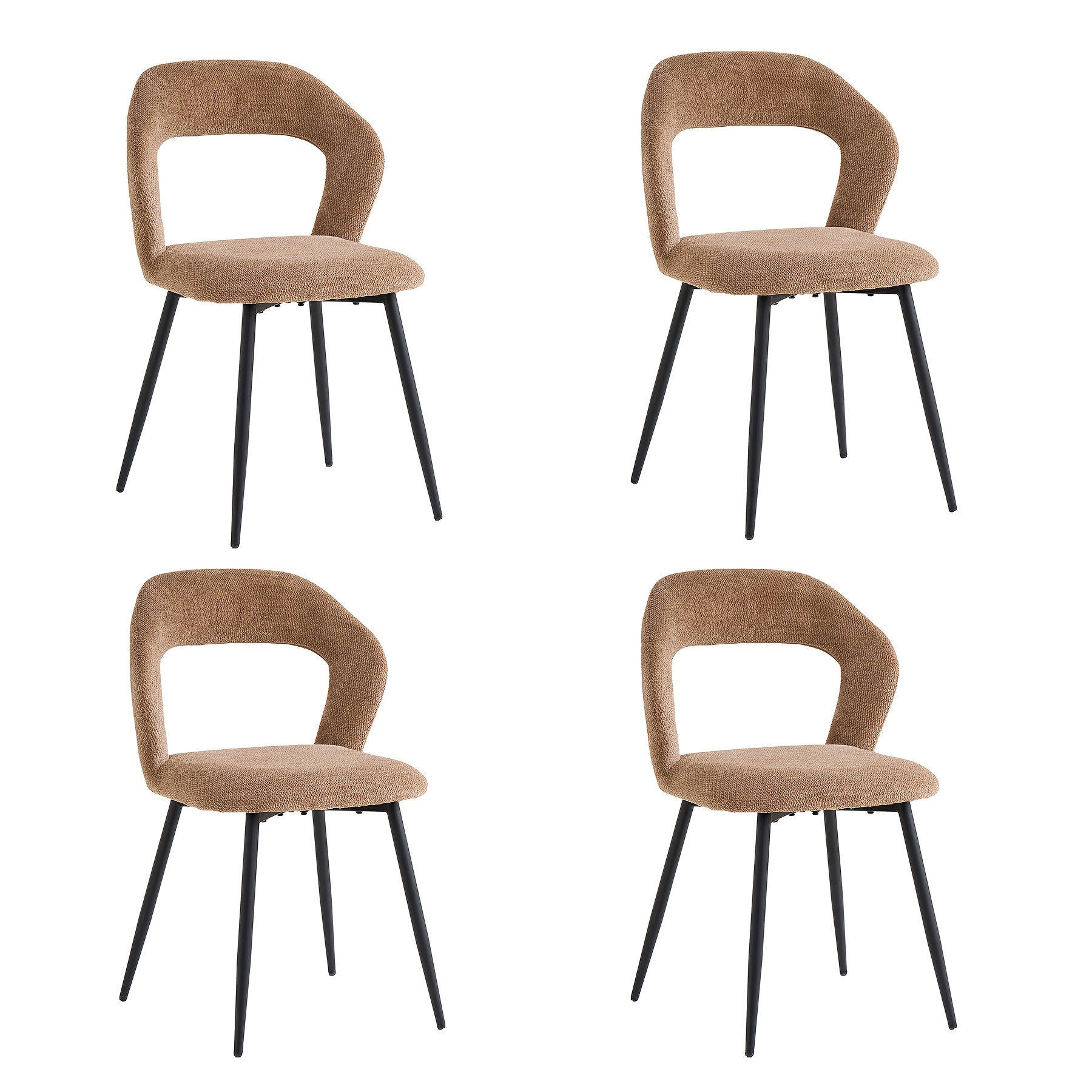 Egoonm Set Of 4 Linen Fabric Dining Chairs With Metal Feet