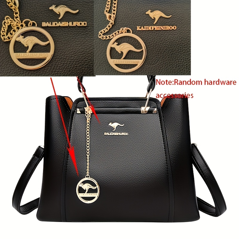 Wo 's Stylish Black Handbag with Golden-Tone Hardware & Detachable Shoulder Strap - High Quality, Lightweight, and Elegant Design for Everyday Use, Designer Handbags