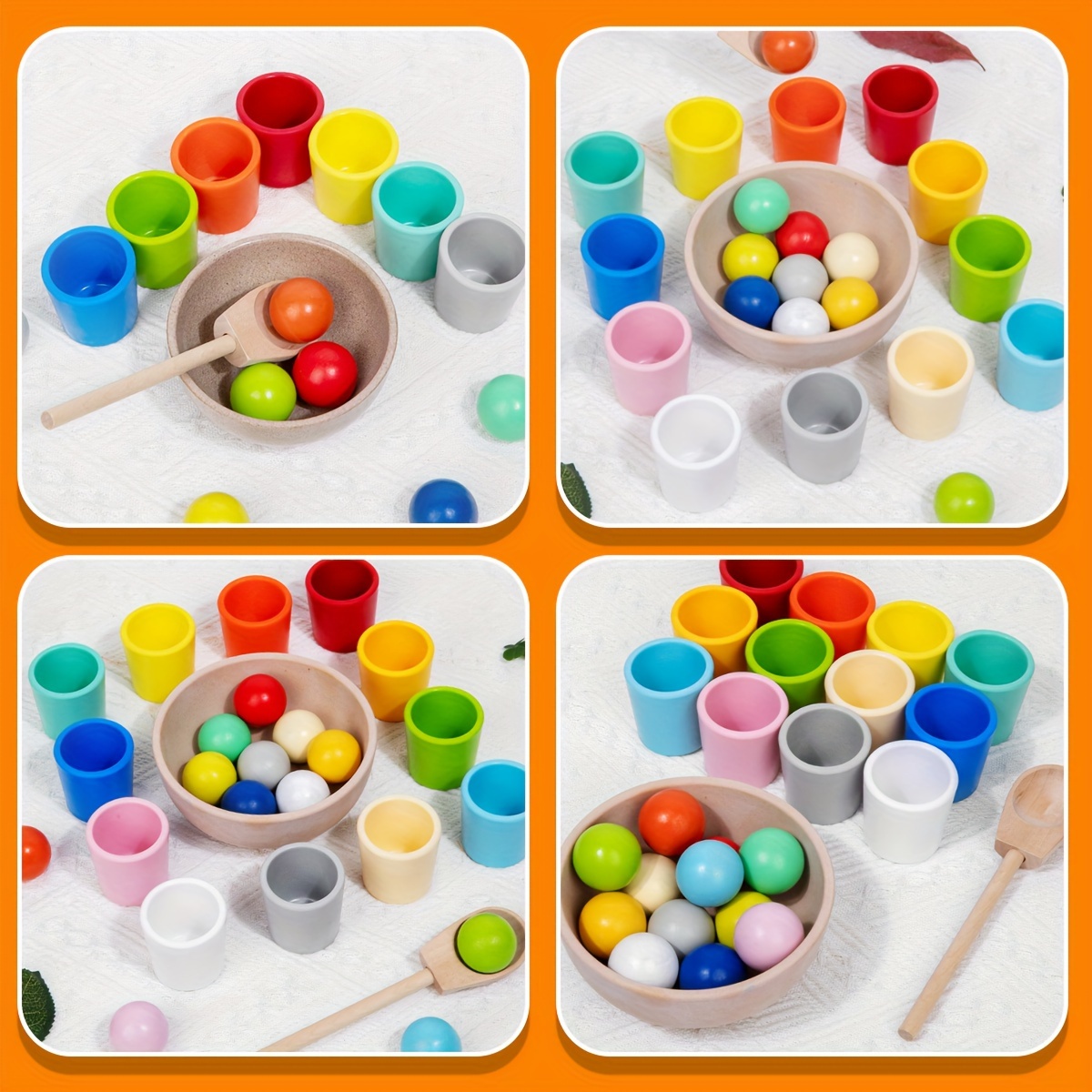Rainbow Ball Matching Toy Set for Fine Motor Skills
