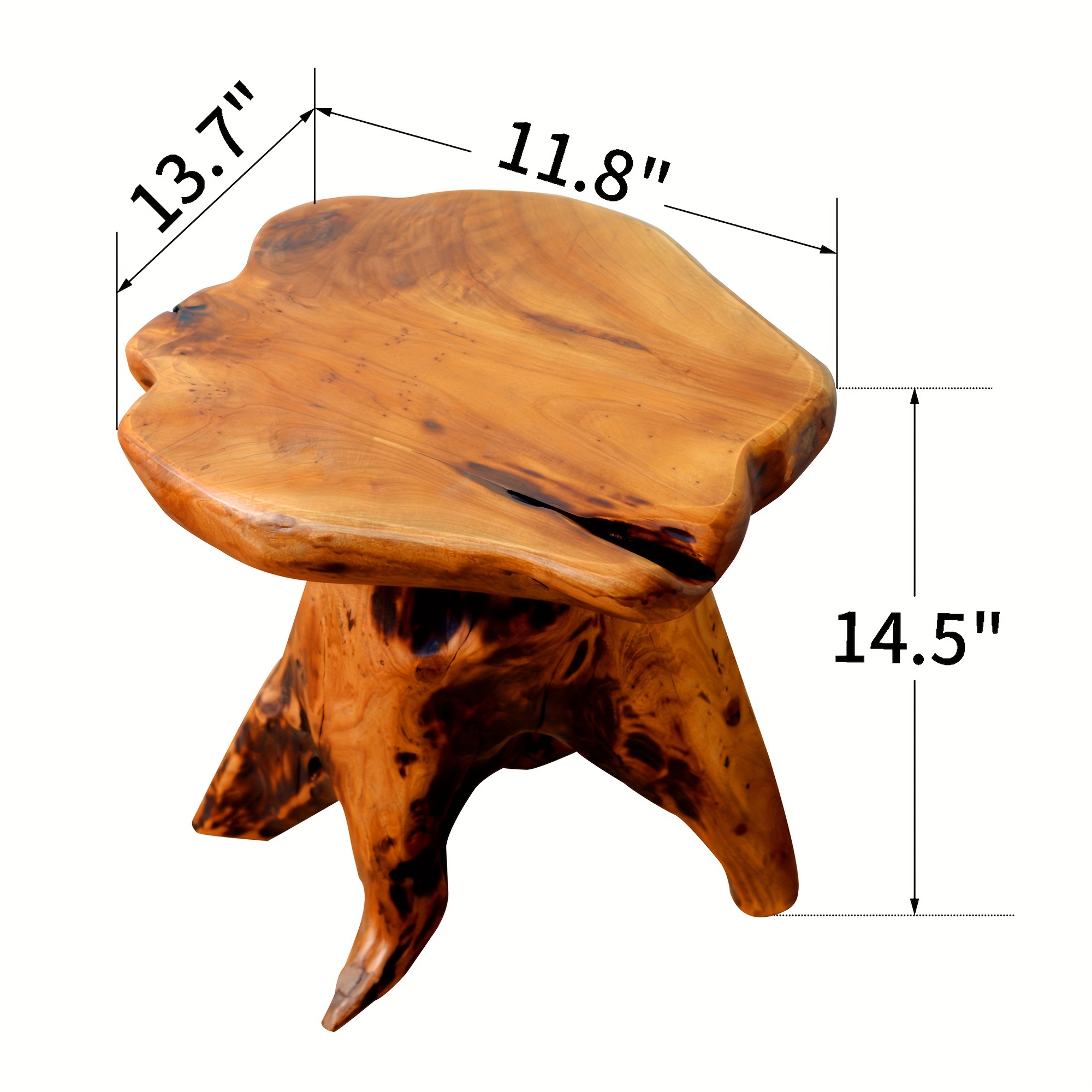 1pc Natural Edge Solid Fir Wood Stool - Rustic Tree Stump Design Indoor/Outdoor Side Table, 280lb Weight Capacity, High Quality Easy-Clean Surface, Versatile for Home, Restaurant, Patio, Living Room Decor, Indoor Outdoor Furniture | Natural Aesthetic | Durable Construction, Solid Wood Furniture