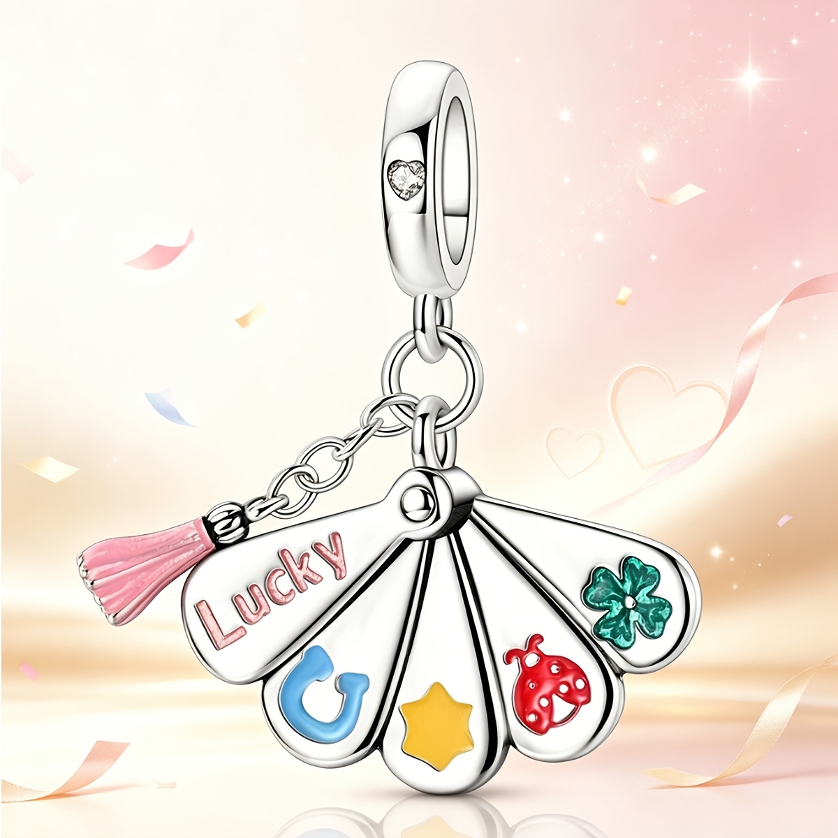 Colorful Lucky Fan Pendant Charm for Women's Bracelets