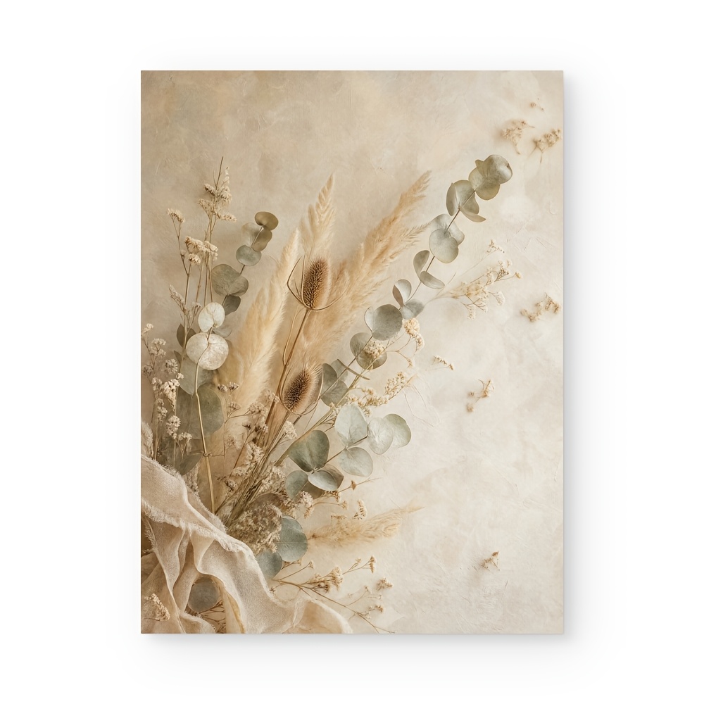 TEMU Art Mural sur Toile Cadre, Affiches et 2D Plates, Décor Bohème Vintage avec Fleur d'Eucalyptus et Feuille, Impression HD sur Toile pour Salon,