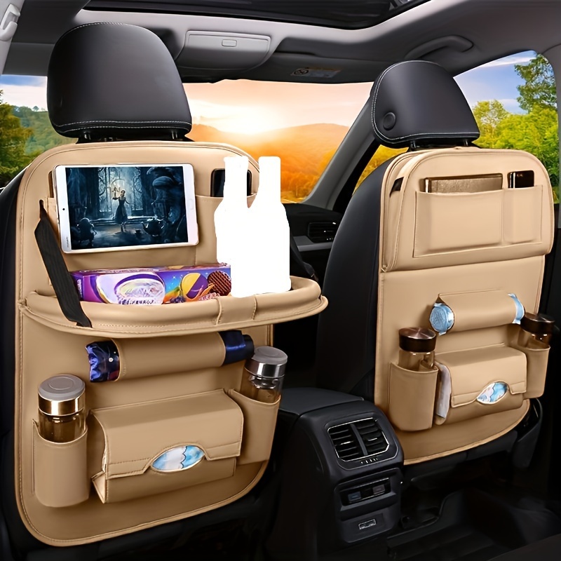 

1/2pcs Your With The All-ln-one Bag Storage Rear Seat Organizer - Lncluding Foldable Table Tray, Floor Mat, Box, Cup Holder, Umbrella Holder, Laptop Table And Car Tray!