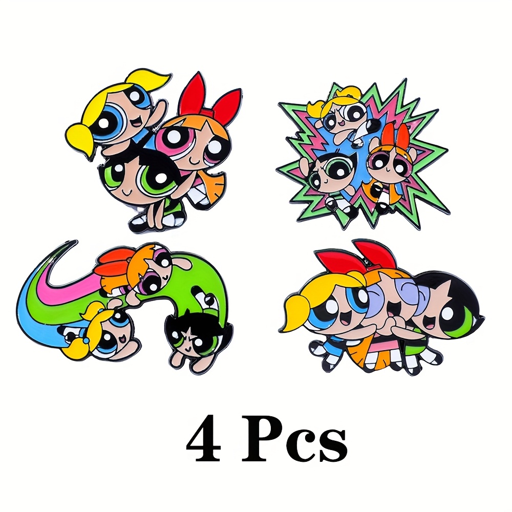 TEMU Set Of 4 Anime Cartoon Brooches Featuring Enamel Pins, Metal Badges For Fashion, Jewelry, Clothing, Backpack Additions, And Gifts