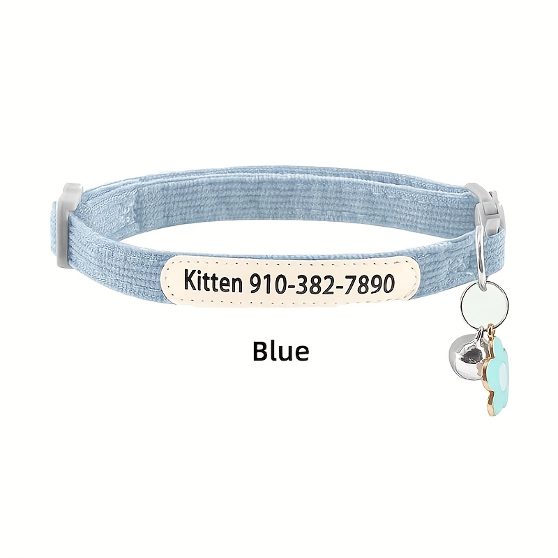TEMU Customized Personalized Cat Collar - Custom Kitten Breakaway Collars With Ironed-on Printed And Phone Number Adjustable And Stylish, Polyester