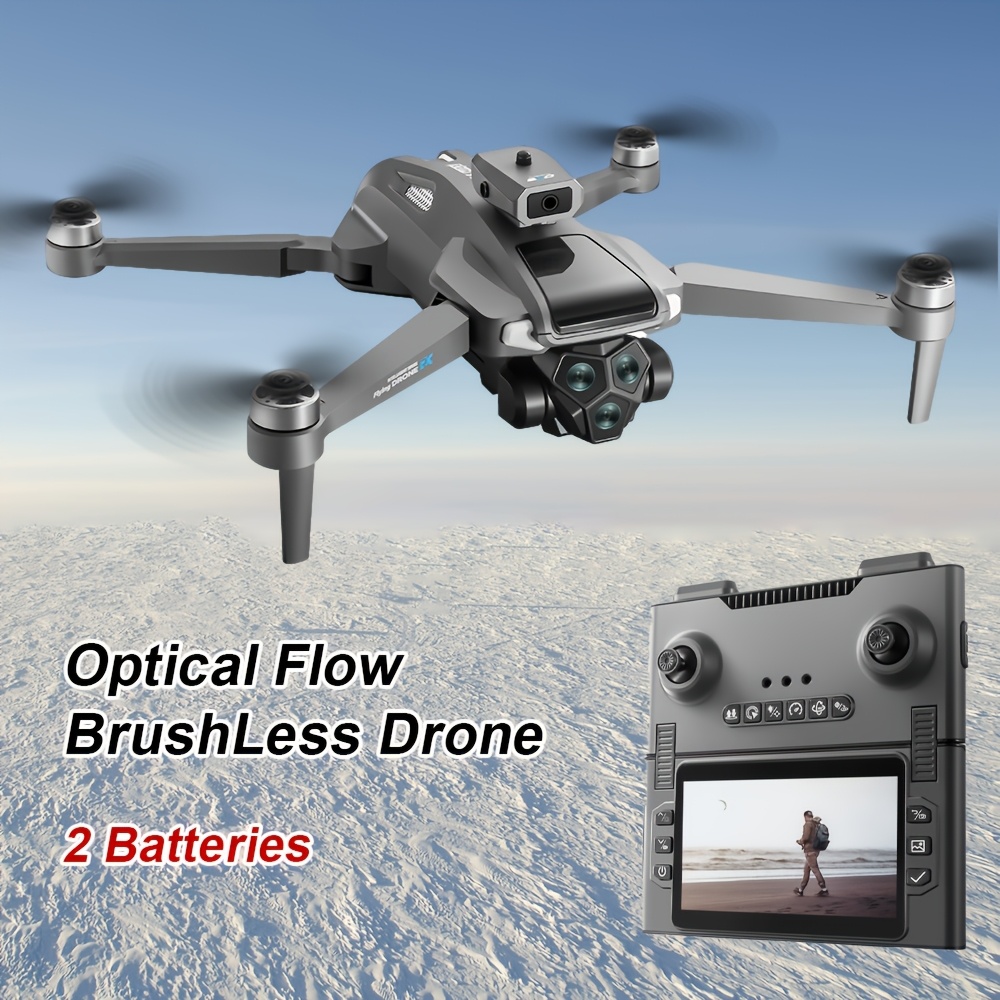Dual Camera Hd Drone With Foldable Screen Remote Controller, Brushless Motor, Hover, Intelligent Obstacle Avoidance, Landing, Flight For Beginners