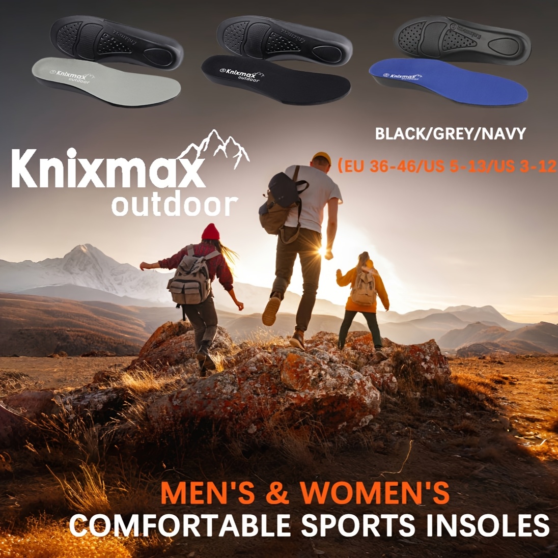 KNIXMAX Outdoor Shoe Insoles - Comfortable, Breathable EVA Sneakers for Hiking, Walking & Running | Lightweight & Supportive Design with Arch Support | Ideal for Thanksgiving & Earth Day, Hiking Accessories