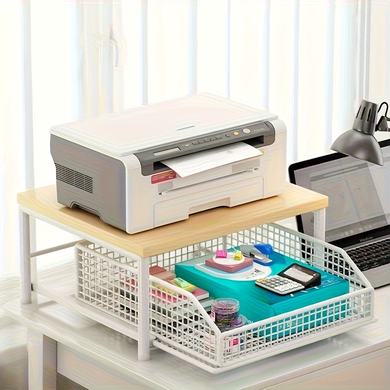 Black/White Kitchen Microwave Stand with Drawer, Space-Saving Storage Rack