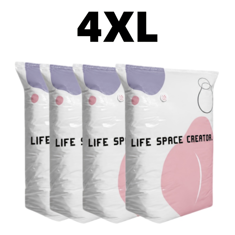 Image of 4pcs Heavy-duty Vacuum Storage Bag, No Pump Required, Space, With Press Seal, Suitable For Clothing, Blankets, Travel, Moving And Storage.