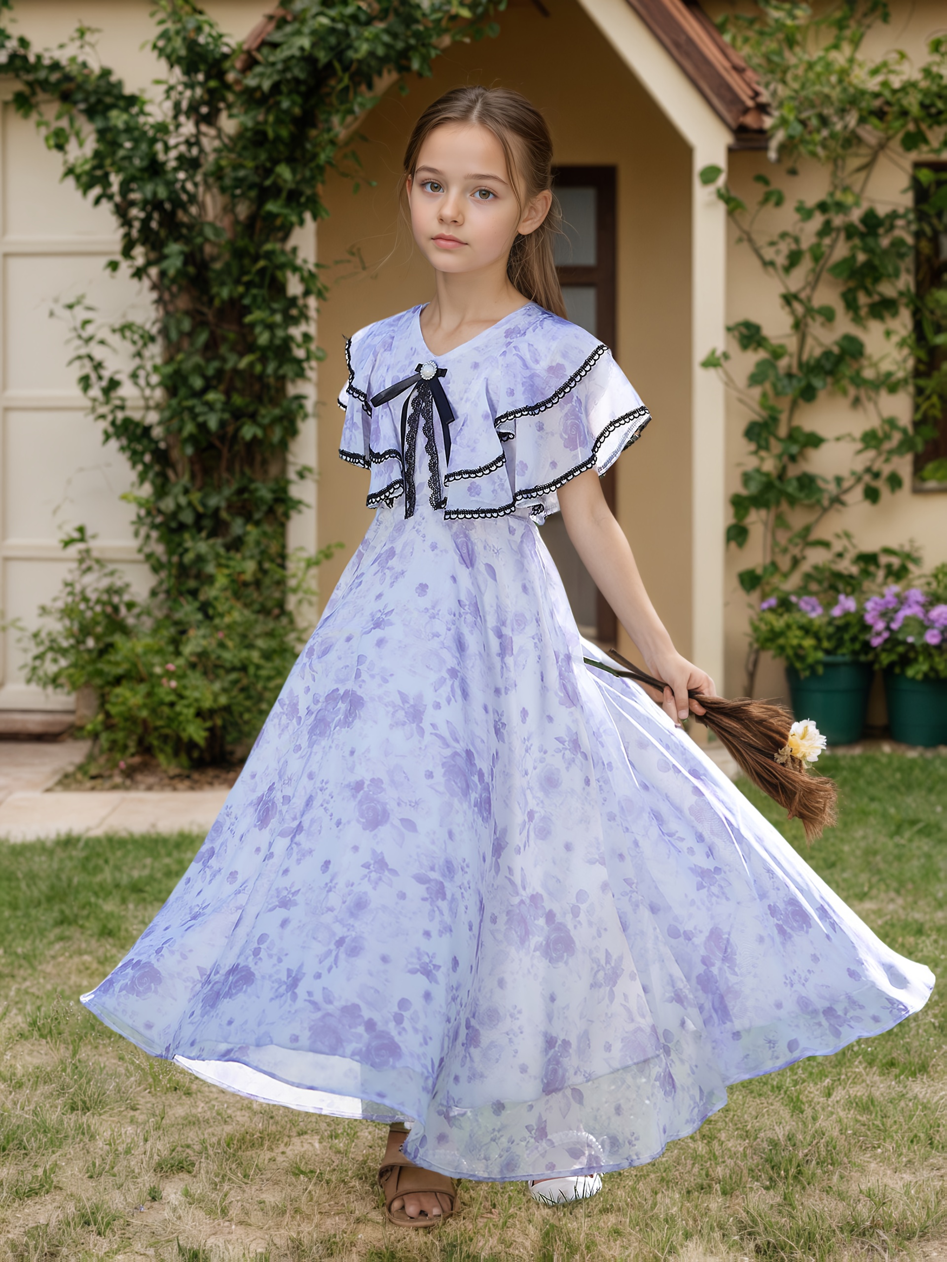 strapless open back dress Girls' Elegant Tulle Formalwear Dress - Purple