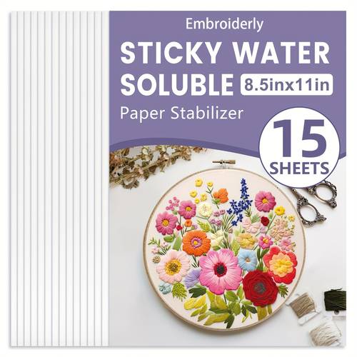 printable stick embroidery paper water soluble stabilizer for free designs easy diy 8 5 x11 5 15pcs