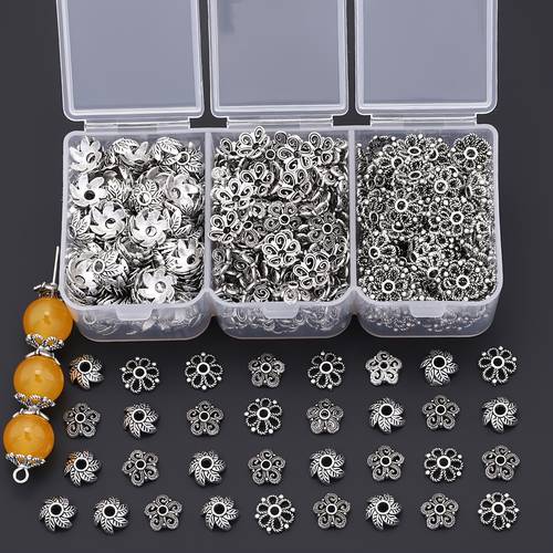 240pcs box 3 styles of curly base end caps bead caps bead stands tassel cap end caps spacers earring bases bead holders pads bracelet and necklace end caps flower stand connectors loose beads handmade beading